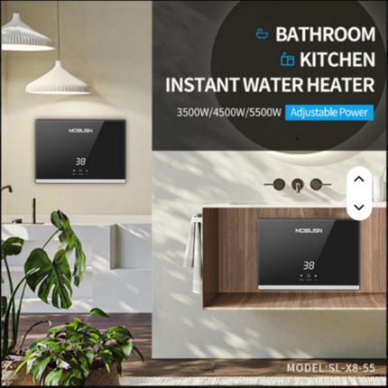 Small Wall-Mounted Plastic Instant Electric Water Heater with Thermostat and LED Digital Display for Home Use
