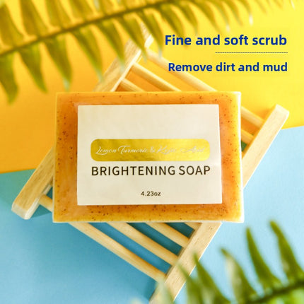 Cross-Border Foreign Trade European and American Style Scrub Particles Kojic Acid Turmeric Lemon Essential Oil Handmade Soap Bath Face Wash Handmade Soap