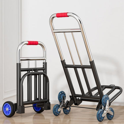 Hand-Pulled Cart Foldable Portable Luggage Cart Grocery Pulling Small Push Cart