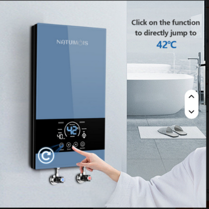 8500W Blue Instant Water Heater, Cast Aluminum Heating Element, Intelligent Temperature Control, LED