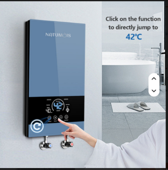 8500W Blue Instant Water Heater, Cast Aluminum Heating Element, Intelligent Temperature Control, LED