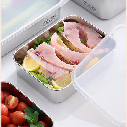 316 Stainless Steel Food Storage Containers with Lids - Food Grade Fridge Organizer, Leak-Proof