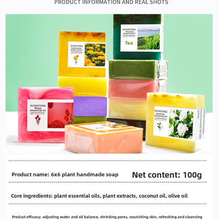 Niyantang Floral Plant Essential Oil Handmade Soap Aloe Vera Handmade Soap Rose Honey Face Wash Oil Control Cleansing Handmade Soap