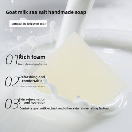 Goat Milk Silk Drawing Soap Sea Salt Handmade Soap Cleansing Bath Essential Oil Soap Children's Bath Soap One Piece Dropshipping
