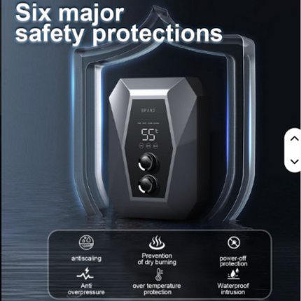 High-power 5500W electric water heater with knob, tankless instant shower heater, with hotel bathroom flow detection