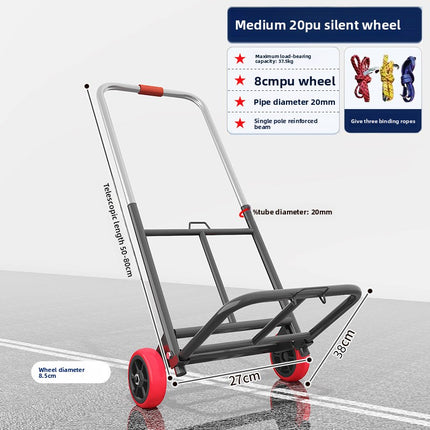 Hand-Pulled Cart Foldable Portable Luggage Cart Grocery Pulling Small Push Cart