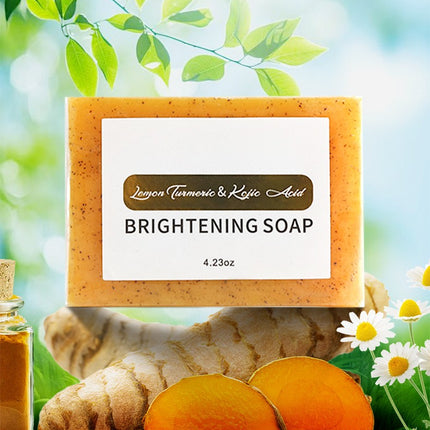 Cross-Border Foreign Trade European and American Style Scrub Particles Kojic Acid Turmeric Lemon Essential Oil Handmade Soap Bath Face Wash Handmade Soap