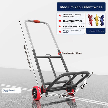 Hand-Pulled Cart Foldable Portable Luggage Cart Grocery Pulling Small Push Cart