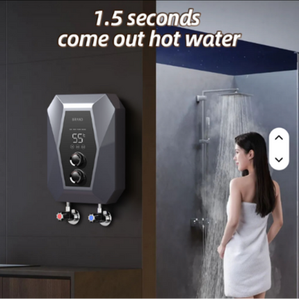 High-power 5500W electric water heater with knob, tankless instant shower heater, with hotel bathroom flow detection