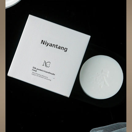 Niyantang Handmade Goat Milk Soap Round Silk Protein Essential Oil Soap for Face and Body Bathing