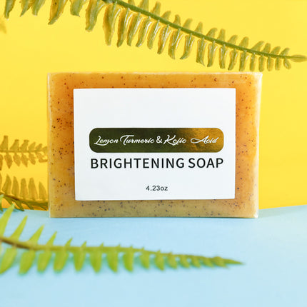 Cross-Border Foreign Trade European and American Style Scrub Particles Kojic Acid Turmeric Lemon Essential Oil Handmade Soap Bath Face Wash Handmade Soap