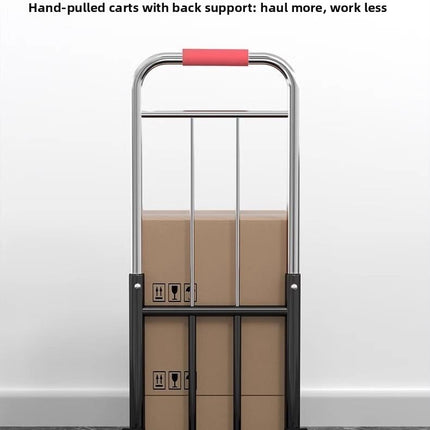 Hand-Pulled Cart Foldable Portable Luggage Cart Grocery Pulling Small Push Cart