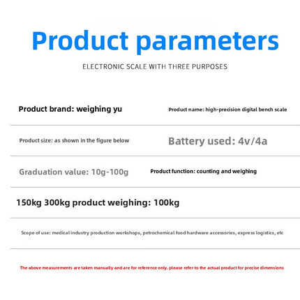 High Precision Digital Counting Scale - 60kg to 300kg Industrial Bench Scale