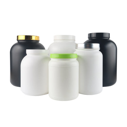 HDPE Whey Protein Powder Bottles - 1lb to 5lb Wide Mouth Storage Jars