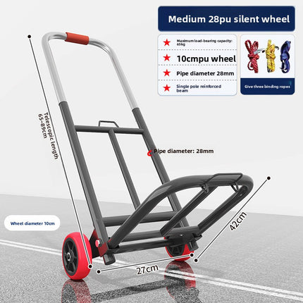 Hand-Pulled Cart Foldable Portable Luggage Cart Grocery Pulling Small Push Cart