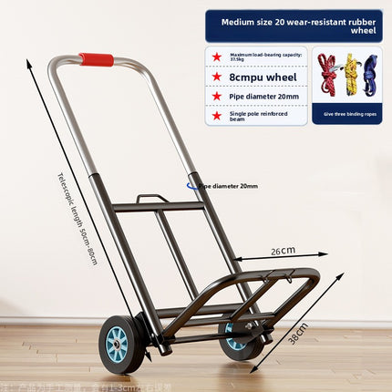 Hand-Pulled Cart Foldable Portable Luggage Cart Grocery Pulling Small Push Cart