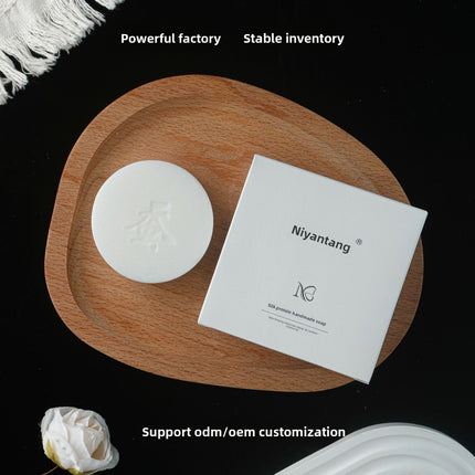 Niyantang Handmade Goat Milk Soap Round Silk Protein Essential Oil Soap for Face and Body Bathing