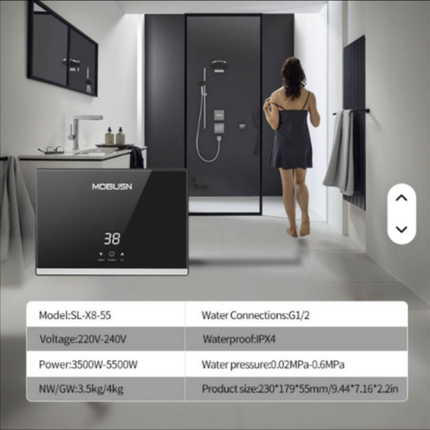 Small Wall-Mounted Plastic Instant Electric Water Heater with Thermostat and LED Digital Display for Home Use