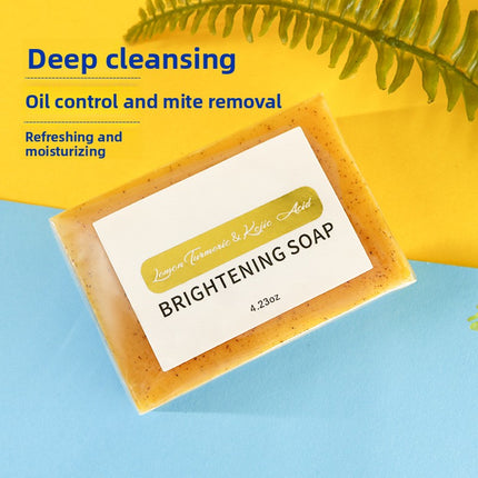 Cross-Border Foreign Trade European and American Style Scrub Particles Kojic Acid Turmeric Lemon Essential Oil Handmade Soap Bath Face Wash Handmade Soap