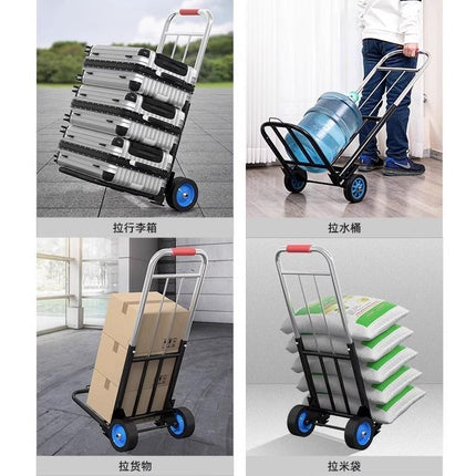 Hand-Pulled Cart Foldable Portable Luggage Cart Grocery Pulling Small Push Cart