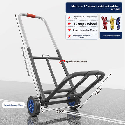 Hand-Pulled Cart Foldable Portable Luggage Cart Grocery Pulling Small Push Cart