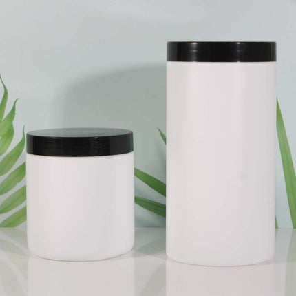 HDPE White Plastic Jars - 500ml/750ml/1000ml Food Grade Powder Storage