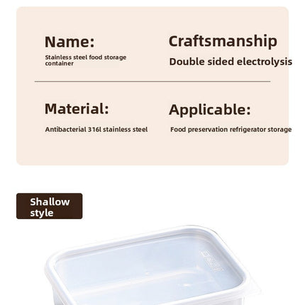 316 Stainless Steel Food Storage Containers with Lids - Food Grade Fridge Organizer, Leak-Proof