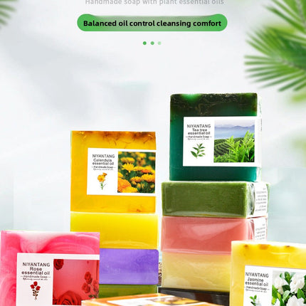 Niyantang Floral Plant Essential Oil Handmade Soap Aloe Vera Handmade Soap Rose Honey Face Wash Oil Control Cleansing Handmade Soap