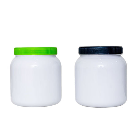 1000ml White HDPE Plastic Jar - 500g Powder Storage for Protein & Milk