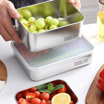316 Stainless Steel Food Storage Containers with Lids - Food Grade Fridge Organizer, Leak-Proof