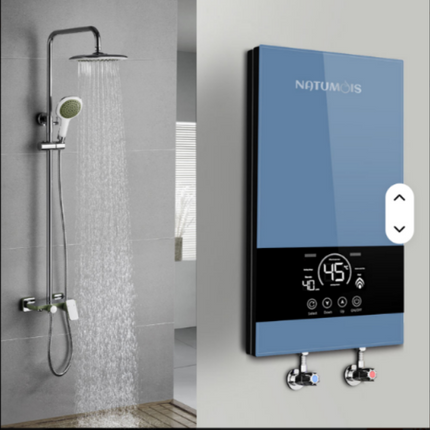 8500W Blue Instant Water Heater, Cast Aluminum Heating Element, Intelligent Temperature Control, LED