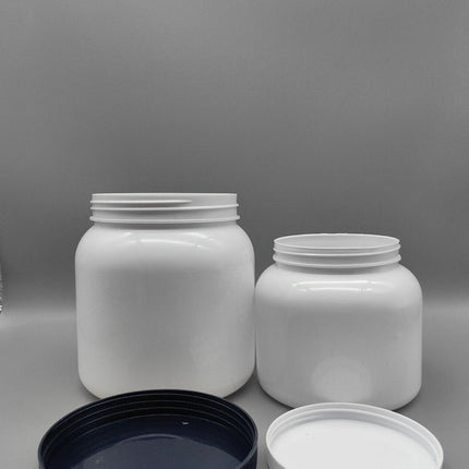 1000ml White HDPE Plastic Jar - 500g Powder Storage for Protein & Milk