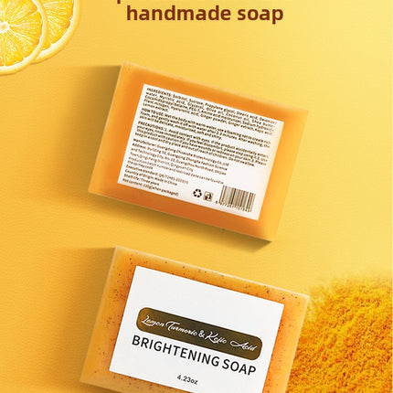Cross-Border Foreign Trade European and American Style Scrub Particles Kojic Acid Turmeric Lemon Essential Oil Handmade Soap Bath Face Wash Handmade Soap