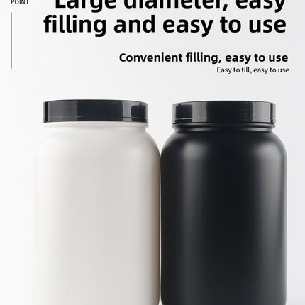 HDPE Whey Protein Powder Bottles - 1lb to 5lb Wide Mouth Storage Jars