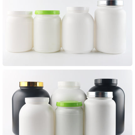 HDPE Whey Protein Powder Bottles - 1lb to 5lb Wide Mouth Storage Jars