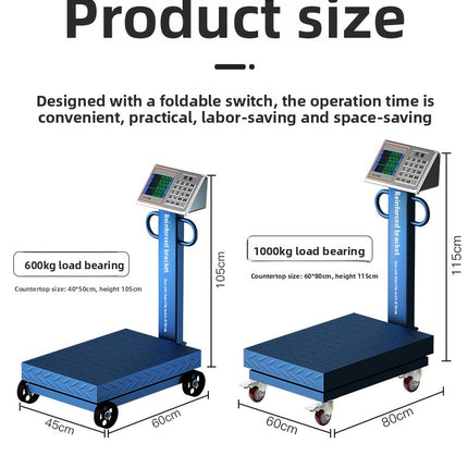 100kg-1000kg Industrial Platform Scale - Mobile Digital Floor Scale