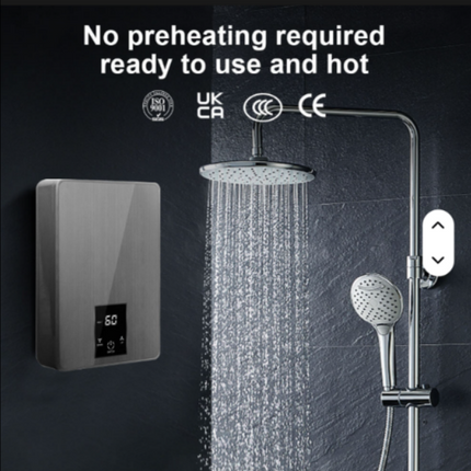 Instant electric water heater for bathroom use, suitable for homes and hotels, wall-mounted with a plastic casing