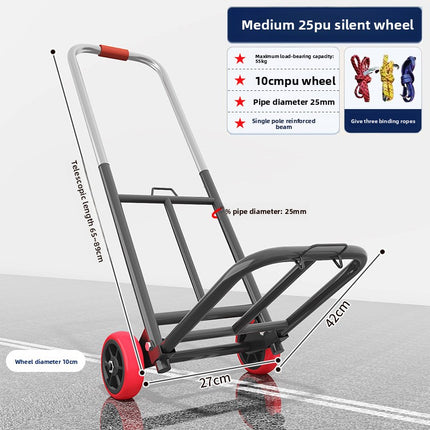 Hand-Pulled Cart Foldable Portable Luggage Cart Grocery Pulling Small Push Cart