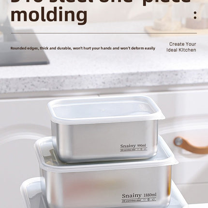 316 Stainless Steel Food Storage Containers with Lids - Food Grade Fridge Organizer, Leak-Proof