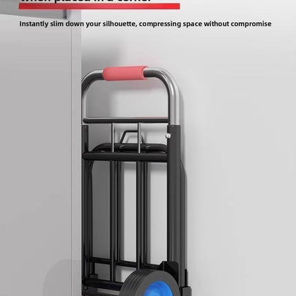 Hand-Pulled Cart Foldable Portable Luggage Cart Grocery Pulling Small Push Cart