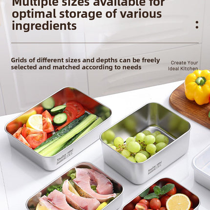 316 Stainless Steel Food Storage Containers with Lids - Food Grade Fridge Organizer, Leak-Proof