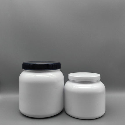 1000ml White HDPE Plastic Jar - 500g Powder Storage for Protein & Milk